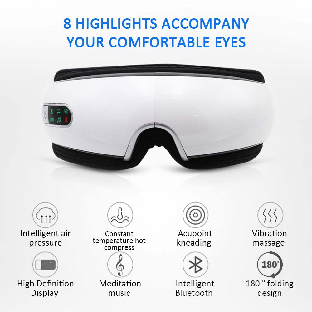 Heated eye massager with soft PU eye mask
