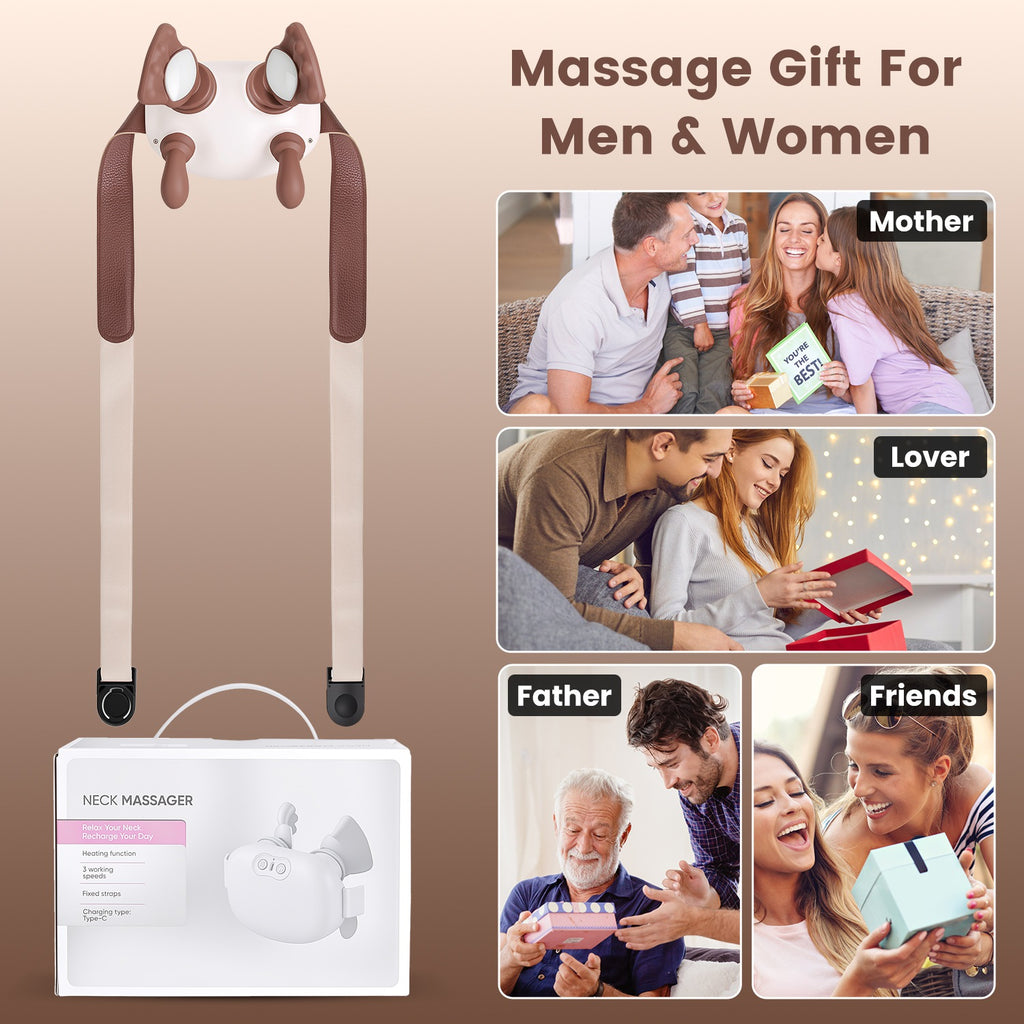 Heated neck massager with silicone massage nodes